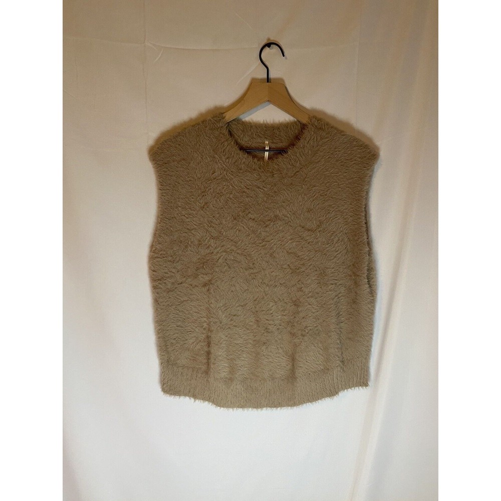 Hello Nite Soft Taupe Sweater Vest Side Slits Size L